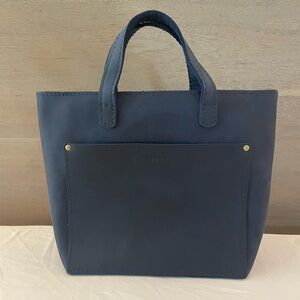 Portland Leather Mini Zip Crossbody Tote in Deep Water